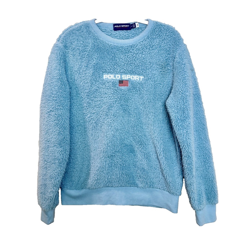 POLO RALPH LAUREN‎ Polo Sport Blue Plush Pullover Sweater Men's Medium M